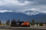 CN 5790, a SD75i being moved around CN Jasper Yard to join another CN mixed freight consist.